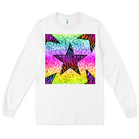 White zebra glitter star seamless pattern Long Sleeve Tee - BundleAndBundleShop