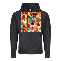 Vintage Black floral pumpkins seamless pattern Vintage Hoodie - BundleAndBundleShop