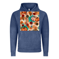 Vintage Denim floral pumpkins seamless pattern Vintage Hoodie - BundleAndBundleShop