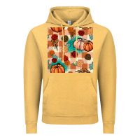 Vintage Mustard floral pumpkins seamless pattern Vintage Hoodie - BundleAndBundleShop