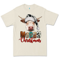 Merry Christmas Hereford Cow Premium Tee | Teevron