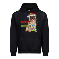 Black merry and bright pug Urban Hoodie - RanaPortraitStore