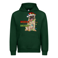 Forest Green merry and bright pug Urban Hoodie - RanaPortraitStore