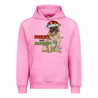 Fuchsia Pink merry and bright pug Urban Hoodie - RanaPortraitStore