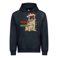 Navy merry and bright pug Urban Hoodie - RanaPortraitStore