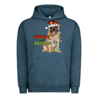 Pigment Midnight Navy merry and bright pug Urban Hoodie - RanaPortraitStore