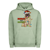 Pigment Oil Green merry and bright pug Urban Hoodie - RanaPortraitStore