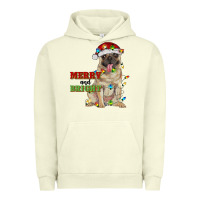 Pigment Pistachio merry and bright pug Urban Hoodie - RanaPortraitStore