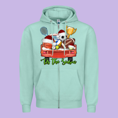 Tis The Season Sports Truck Christmas Zipper Hoodie Designed By Adodesignshop