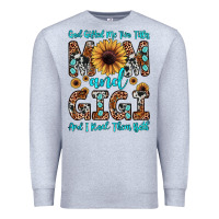 Heather Grey god gifted me two titles mom and gigi  and i rock them both Premium Sweatshirt - JahusDesignShop