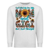 Oatmeal Heather god gifted me two titles mom and gigi  and i rock them both Premium Sweatshirt - JahusDesignShop