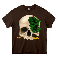 Chocolate Brown St patrick's day Skull with clovers Heavy Core Tee - Jasminsmagicworld