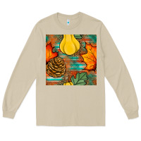Mushroom fall pumpkins seamless pattern Long Sleeve Tee - BundleAndBundleShop