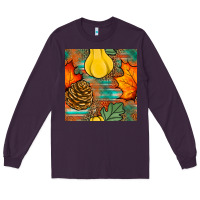 Plum fall pumpkins seamless pattern Long Sleeve Tee - BundleAndBundleShop
