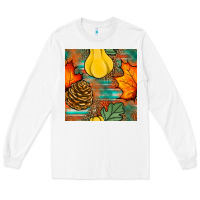 White fall pumpkins seamless pattern Long Sleeve Tee - BundleAndBundleShop