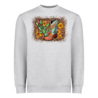 Heather Grey cowboy boots cactus leopard Heavyweight Sweatshirt - AdoDesignShop