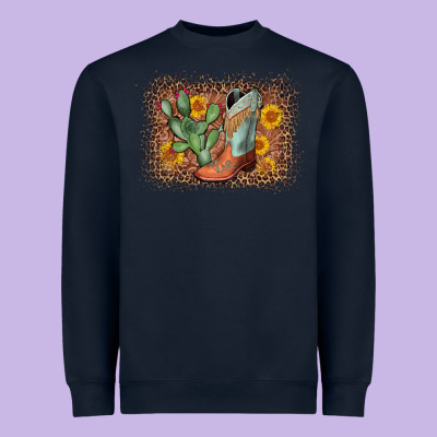 Cowboy Boots Cactus Leopard Heavyweight Sweatshirt Designed By Adodesignshop