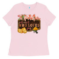 Bubblegum Pink just a girl who loves pig olivia Ladies Tee - OliviaCreatesArt