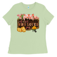 Matcha just a girl who loves pig olivia Ladies Tee - OliviaCreatesArt