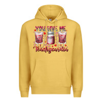 Antique Gold you give me teachcardia Premium Hoodie - RacoonDesign