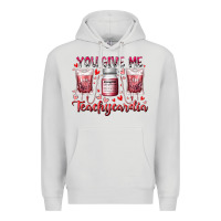 Dove Grey you give me teachcardia Premium Hoodie - RacoonDesign