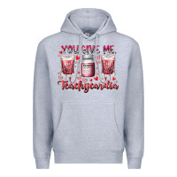 Heather Grey you give me teachcardia Premium Hoodie - RacoonDesign
