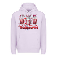 Lilac you give me teachcardia Premium Hoodie - RacoonDesign