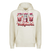Oatmeal Heather you give me teachcardia Premium Hoodie - RacoonDesign