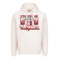 Pale Pink you give me teachcardia Premium Hoodie - RacoonDesign