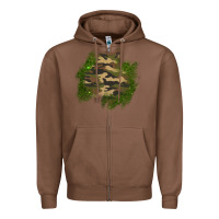 Chestnut camouflage glitter patch Zipper Hoodie - AdoDesignShop