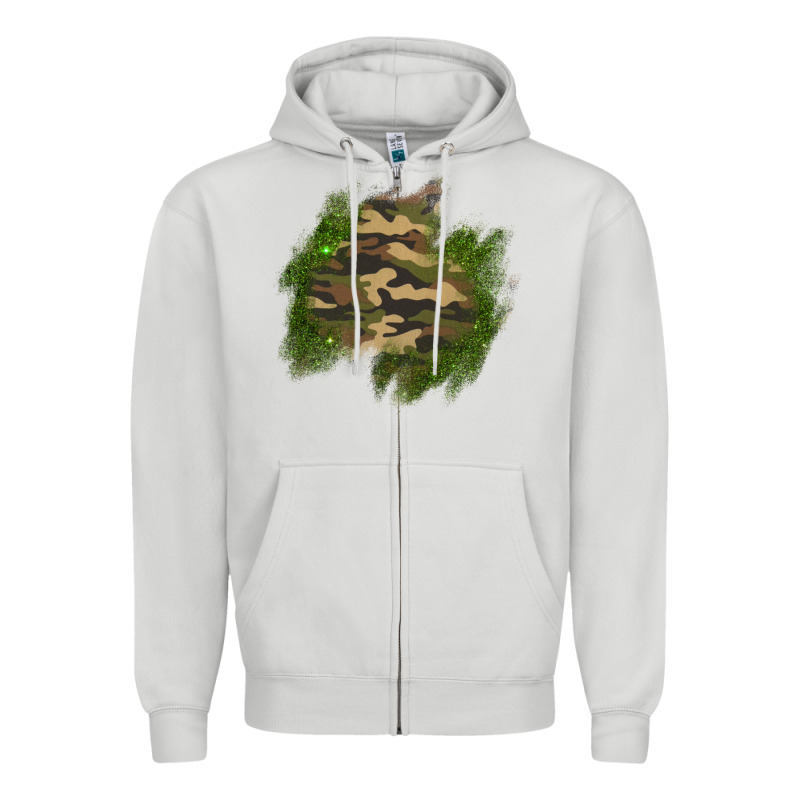 Camouflage Glitter Patch Zipper Hoodie by AdoDesignShop | Teevron