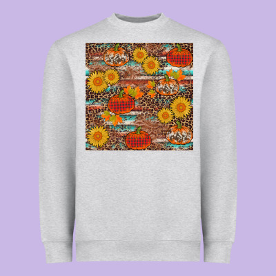 Pumpkin Plaid Sunflower Seamless Heavyweight Sweatshirt Designed By Adodesignshop