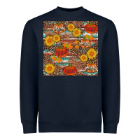 Navy pumpkin plaid sunflower seamless Heavyweight Sweatshirt - AdoDesignShop