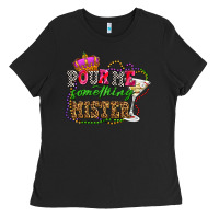 Black pour me something mister olivia Ladies Tee - OliviaCreatesArt