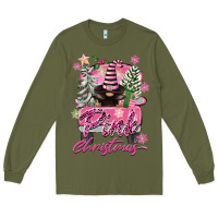 Army Green Pink Christmas Truck Gnome Long Sleeve Tee - FaDigitalArtStudio