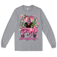 Heather Grey Pink Christmas Truck Gnome Long Sleeve Tee - FaDigitalArtStudio