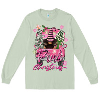 Matcha Pink Christmas Truck Gnome Long Sleeve Tee - FaDigitalArtStudio