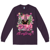 Plum Pink Christmas Truck Gnome Long Sleeve Tee - FaDigitalArtStudio