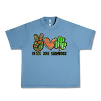 Pebble Blue peace love shamrock Urban Heavy Tee - FaDigitalArtStudio