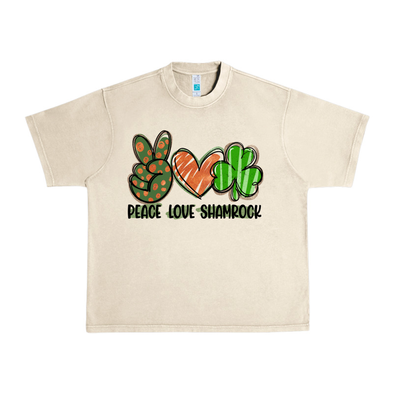 Peace Love Shamrock Urban Heavy Tee by FaDigitalArtStudio | Teevron