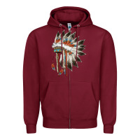 Burgundy indian headress Zipper Hoodie - AdoDesignShop
