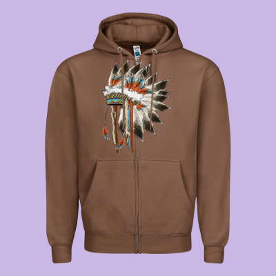 Indian Headress Zipper Hoodie Designed By Adodesignshop
