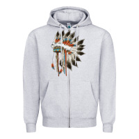 Heather Grey indian headress Zipper Hoodie - AdoDesignShop
