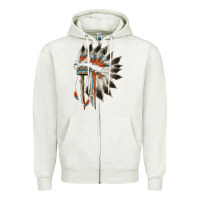 Oatmeal Heather indian headress Zipper Hoodie - AdoDesignShop