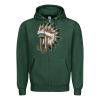 Sports Green indian headress Zipper Hoodie - AdoDesignShop