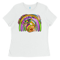 White mardi gras rainbow Ladies Tee - OliviaCreatesArt