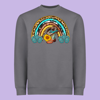 Cowboy Boots And Hat Rainbow Heavyweight Sweatshirt Designed By Adodesignshop