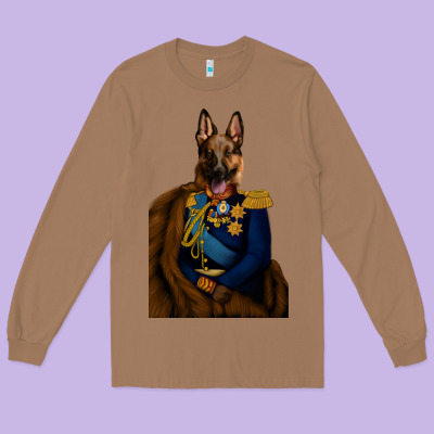 Pet Portraits, Custom Pet Portraits, Renaissance Pet Portraits, Custom Long Sleeve Tee Designed By Ranaportraitstore