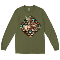 Army Green Aztec symbol rodeo Long Sleeve Tee - FaDigitalArtStudio