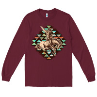 Burgundy Aztec symbol rodeo Long Sleeve Tee - FaDigitalArtStudio
